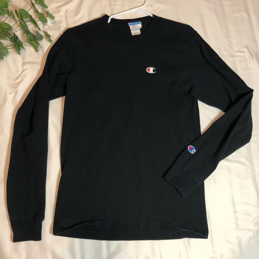 Champion long sleeve black t shirt, small